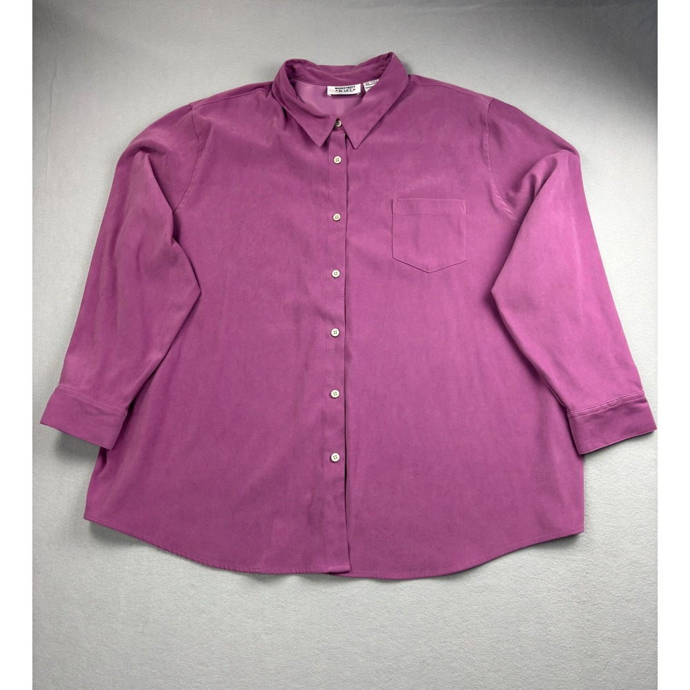 Mainstreet Blues Vintage Mauve Purple Faux Suede Button Front Shirt 3X Plus